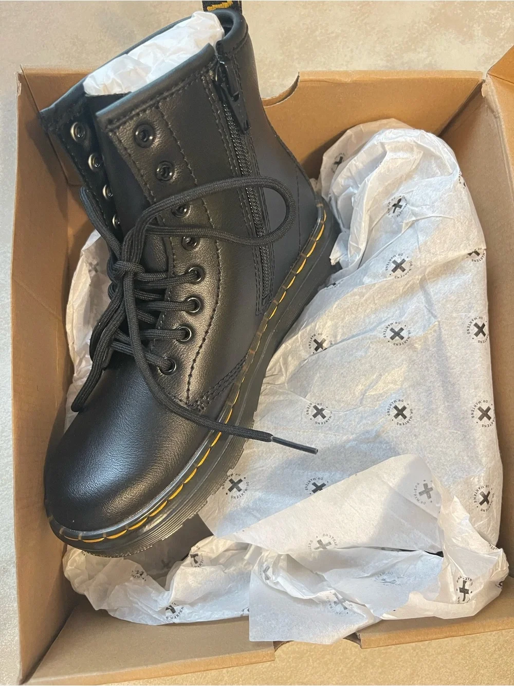 Dr. Martens Black Kids Zavala J Lace-Up Boot